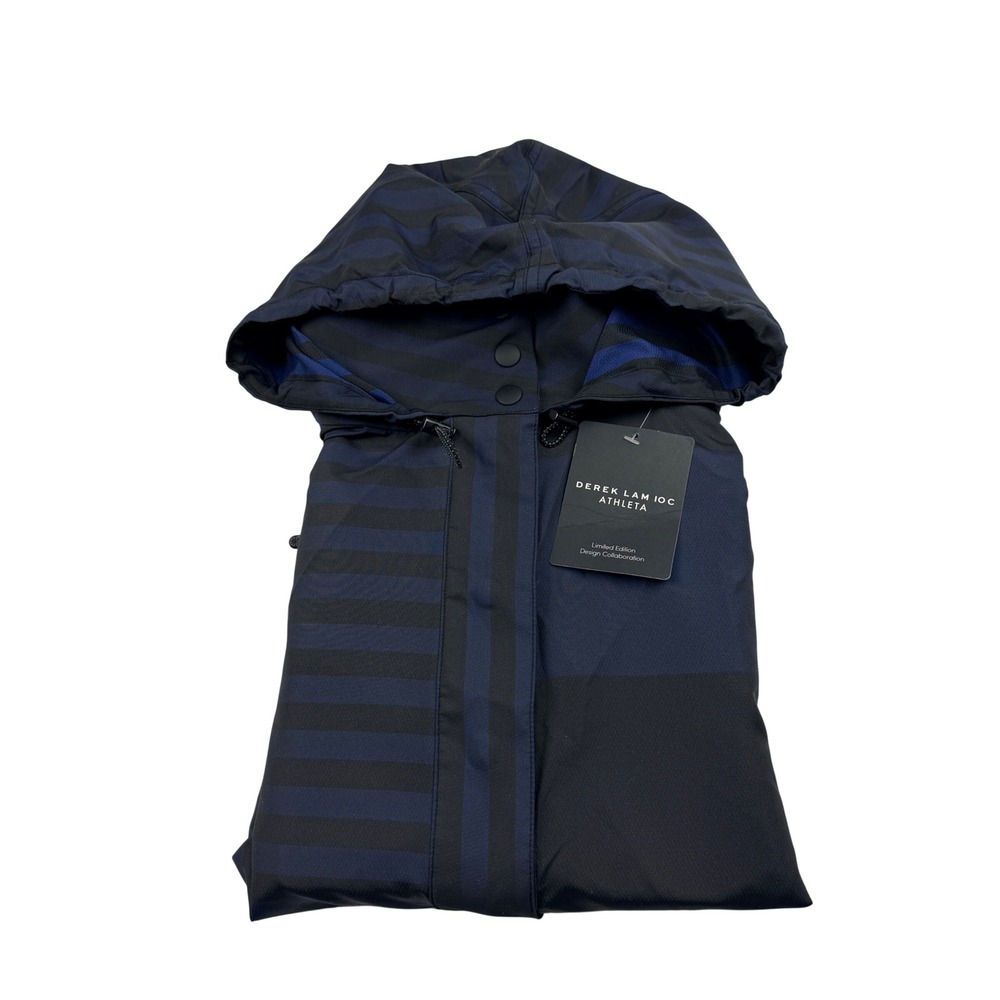 Derek Lam 10C x Athleta‎ Stripe Space Pullover Poncho Hooded Navy Black XS/S NWT